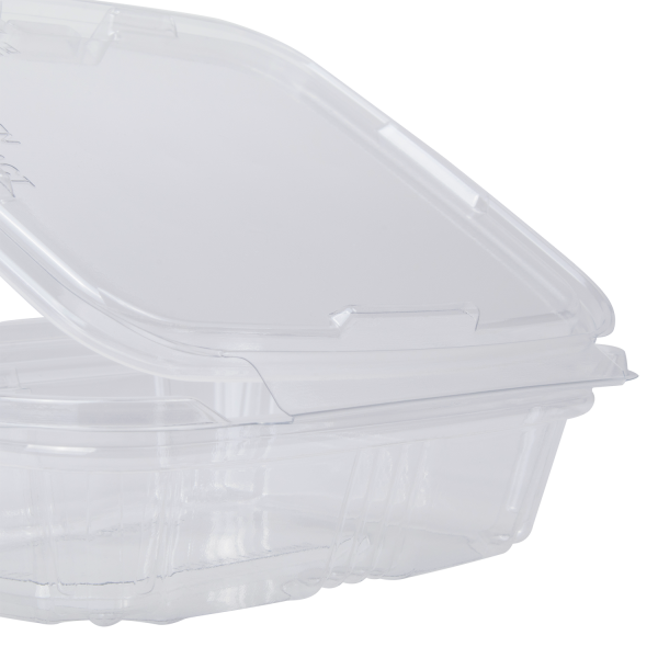 Karat 8 oz PET Plastic Tamper Resistant Hinged Deli Container with Lid - 200 sets